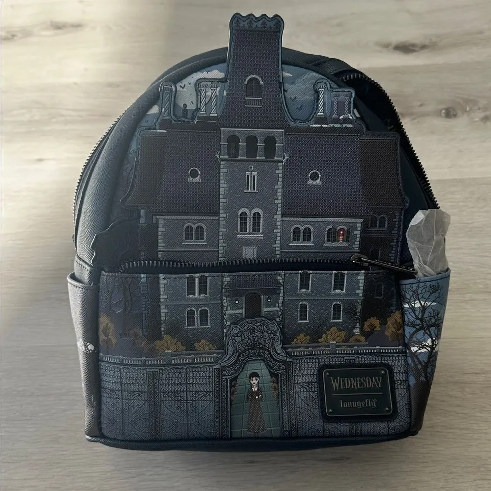Loungefly Wednesday Nevermore Academy Castle Glow Mini Backpack NWT